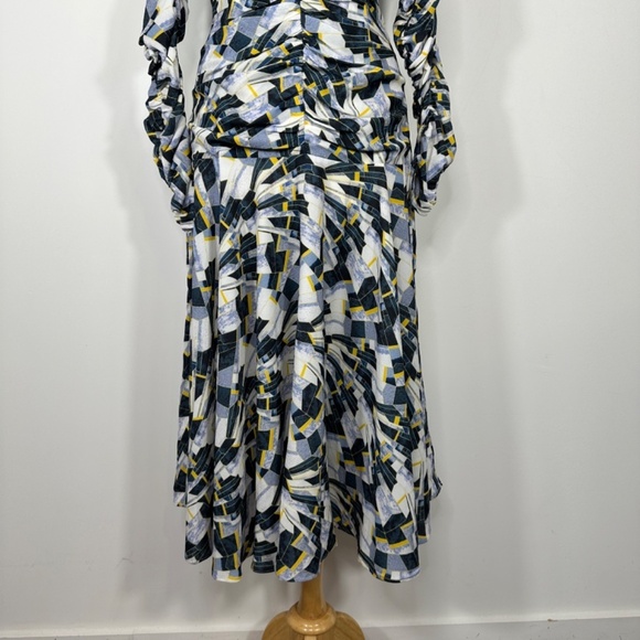 NWT APPARALEL Ruched Long Sleeve Multicolor Midi Dress Size Large - Picture 12 of 16